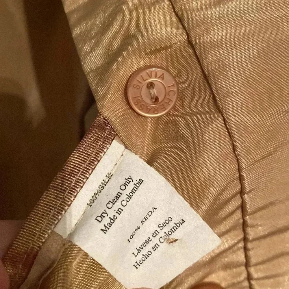 Silvia Tcherassi gold 100% silk ruffle collar long sleeve jacket - size 8 - Picture 4 of 8